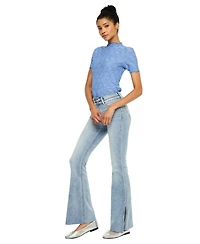 KanCan Women's Selena Mid Rise Double Waistband Flare Jeans
