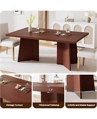 gaomon 63" Rectangular Dining Table for 6-8, Thick Tabletop and Heavy Duty Legs, Modern Kitchen