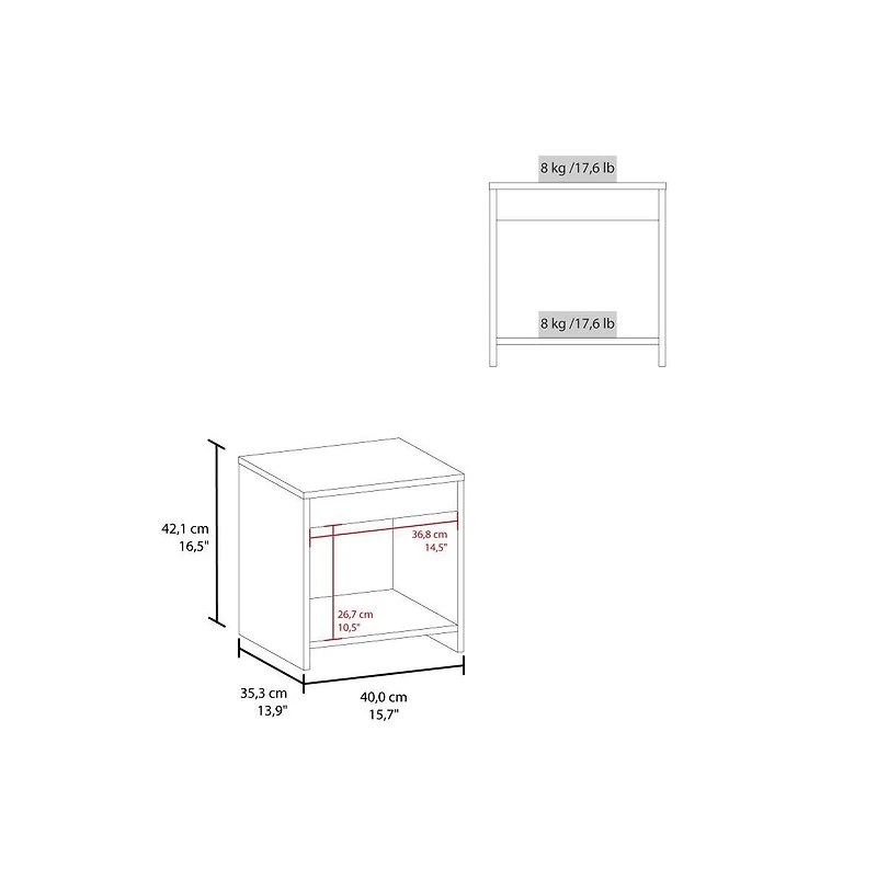 Fm Furniture Chroma Nightstands Set of 2 Modern Minimalist Bedroom Tables Open Storage, Wenge