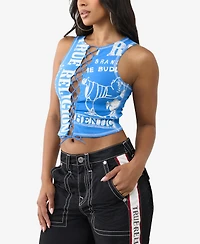 True Religion Women's Printed Buddha Split Top