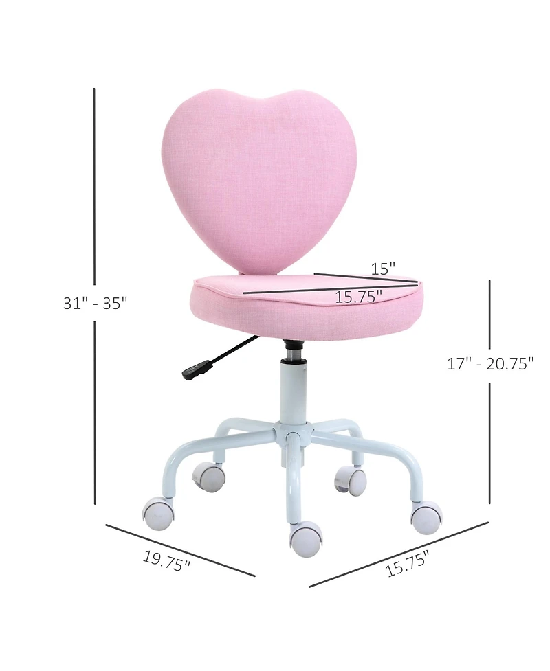 Boyel Living Heart Love Shaped Back Design Office Chair with Adjustable Height 360 Swivel Wheels