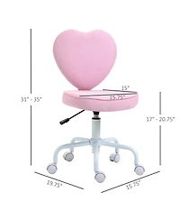 Boyel Living Heart Love Shaped Back Design Office Chair with Adjustable Height 360 Swivel Wheels