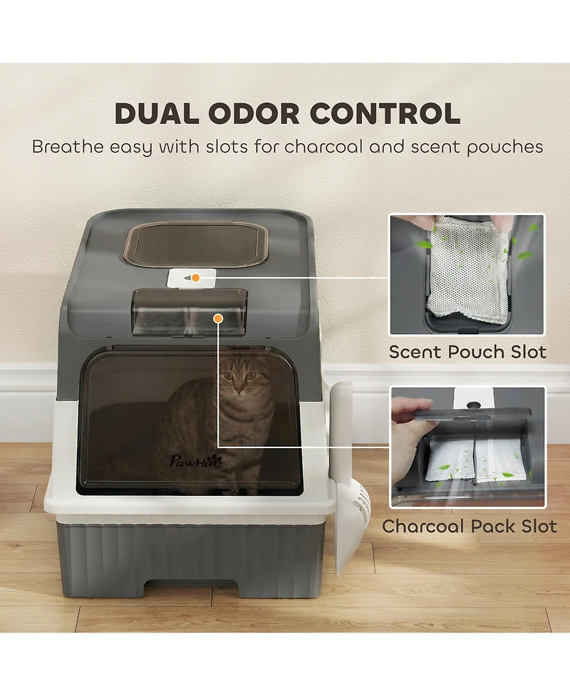 PawHut Cat Litter Box with Pull Out Drawer Tray