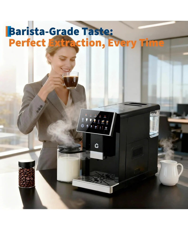gaomon Automatic Coffee Machine with Built-in Grinder and Milk Frother, One-Touch Operation