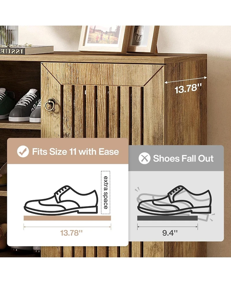 Tribesigns Shoe Cabinet with Doors, 5-Tier Shoe Storage Cabinet, Wooden Entryway Shoe Rack Organizer