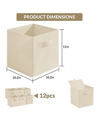gaomon Collapsible Fabric Storage Cubes with Handles, 12 Pack, 11" Open-Top Bins, for Closet and Nursery