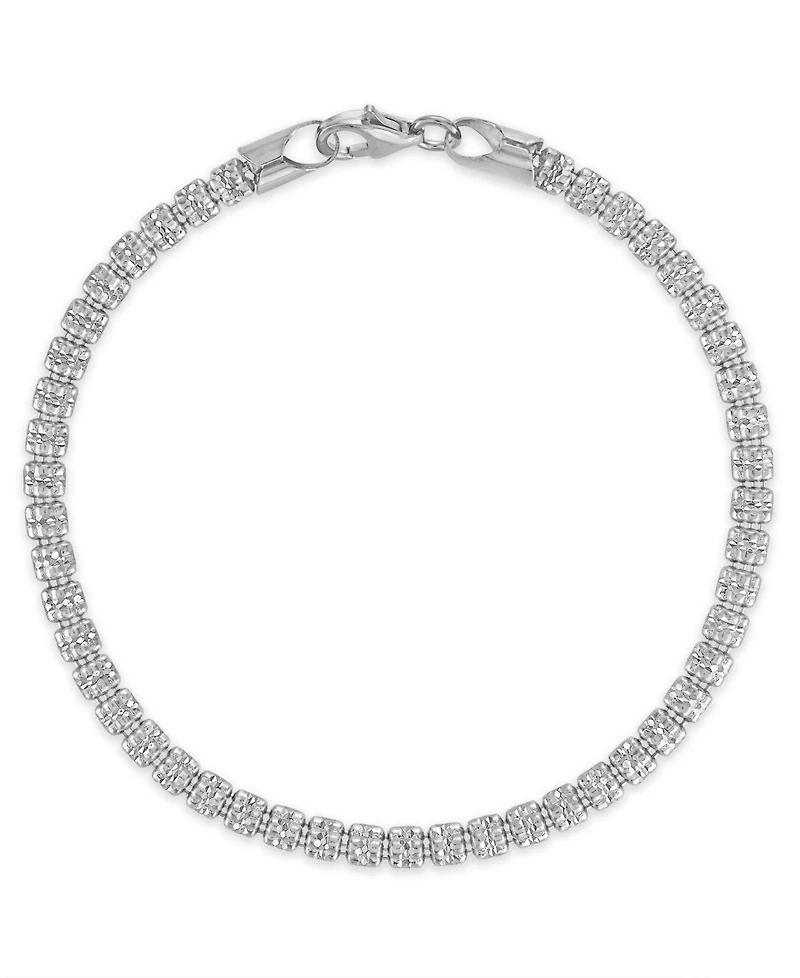 Macy's Men's Diamond-Cut Ice Chain Bracelet in Sterling Silver