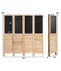 sumyeg 4-Panel Folding Privacy Room Divider Screen with Chalkboard for Indoor Space Separation