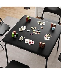 gaomon 33.6" Square Folding Table With Pu Leather Cushion Top, Portable Heavy-Duty Table