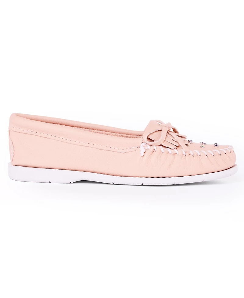 Minnetonka Women's Rhinestone Leather Moccasins