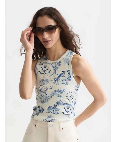 Scotch & Soda Women's Printed Rib Racer Tank Top and Tees