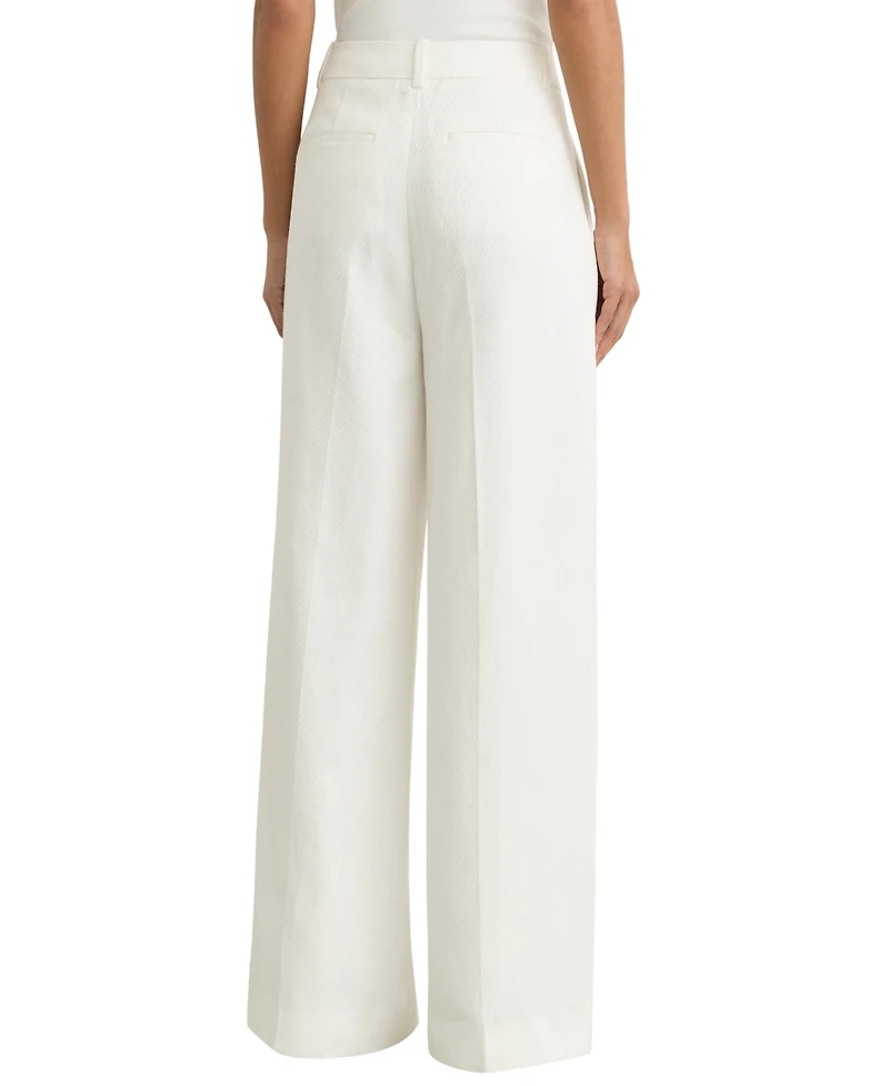 Reiss Women's Linen-Blend Wide-Leg Trouser Pants