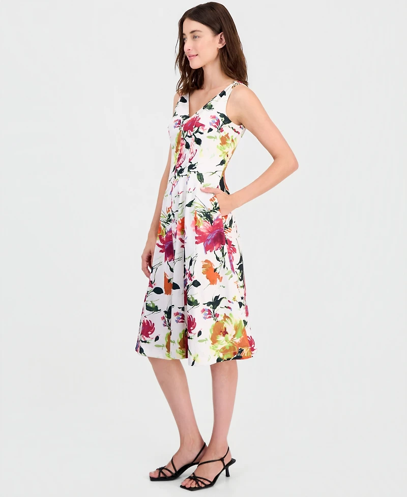 Tahari Asl Women's Printed Sleeveless Fit & Flare Dress