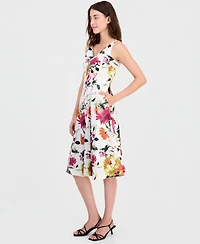 Tahari Asl Women's Printed Sleeveless Fit & Flare Dress