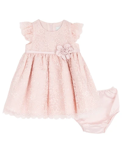 Rare Editions Baby Girls' Short-Sleeve Dress with Diaper, 2-Piece Set