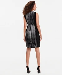 Kasper Women's Combo Princess Seam Sheath Houndstooth Dress