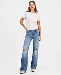 Guess Women's Mid Rise Slouchy-Fit Straight-Leg Jeans