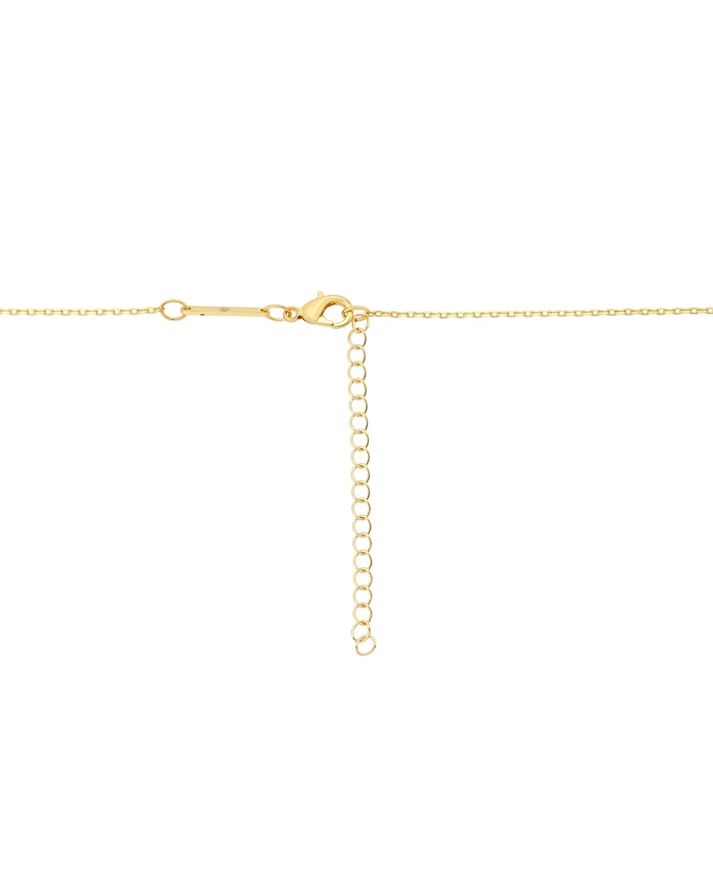 Unwritten Cubic Zirconia Gold-Tone Plated Malachite Stone Cluster Charm Necklace