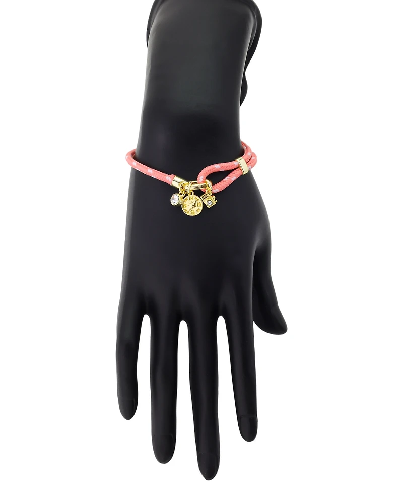 Unwritten Crystal Gold-Tone Plated Charm Bracelet with Adjustable Cord