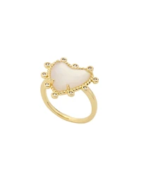 Unwritten Imitation Pearl and Cubic Zirconia Gold-Tone Plated Heart Statement Ring