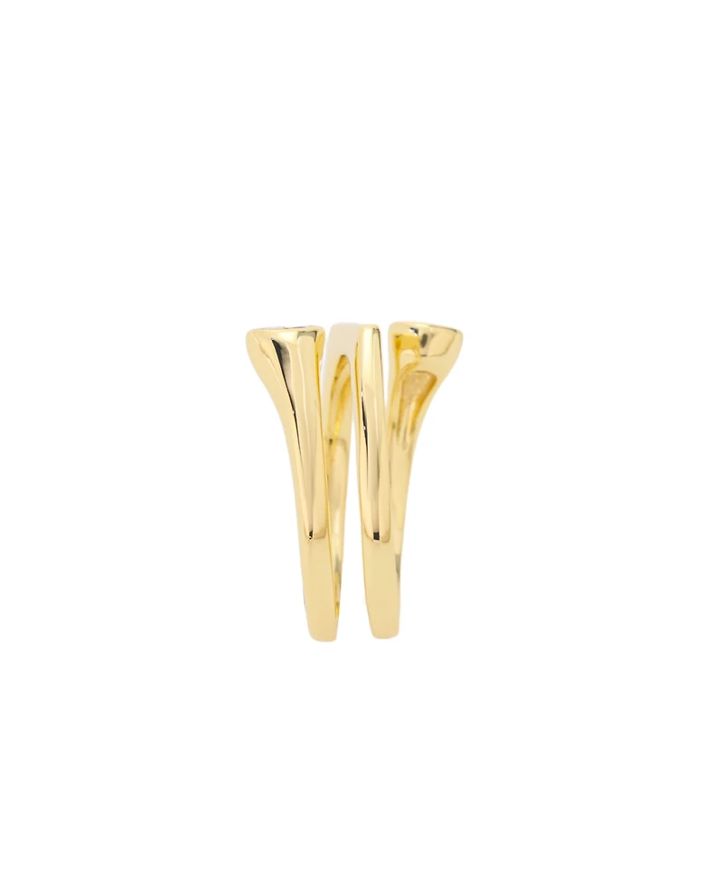 Unwritten Cubic Zirconia Gold-Tone Plated Double Stone Bypass Ring