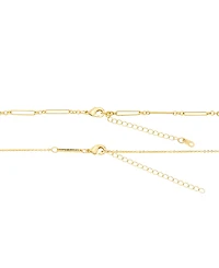 Unwritten Gold-Tone Plated Enamel Stripe Heart Pendant Duo Necklace Set