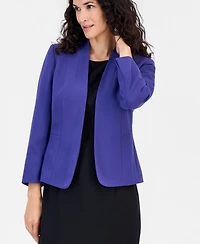Kasper Women's 3/4-Sleeve Open-Front Collarless Cardigan Blazer