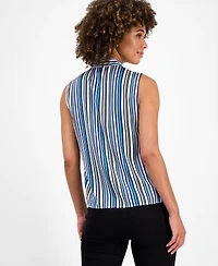 Kasper Women's Printed Tie-Neck Sleeveless Blouse