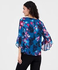 Kasper Women's Crewneck Ruffle-Sleeve Blouse