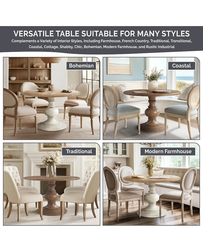 Madison Park Lexi 48" Round Wood Pedestal Dining Table