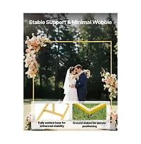 Sugift Arch Backdrop Stand 8 x 8 ft Square Metal Wedding Birthday Graduation Holiday Event Decor