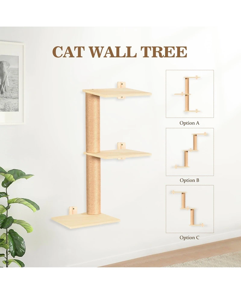 Aronkl Cat Wall Shelves Perches Hammock Bridge Tree Scratcher Step Wooden Climbing System Indoor Large Cats Kittens