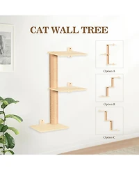 Aronkl Cat Wall Shelves Perches Hammock Bridge Tree Scratcher Step Wooden Climbing System Indoor Large Cats Kittens