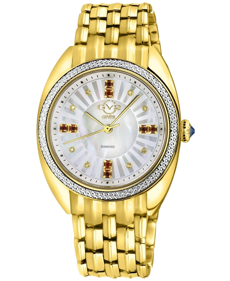 GV2 by Gevril Women's Palermo Swiss Quartz Diamond Ip Stainless Steel Bracelet Watch