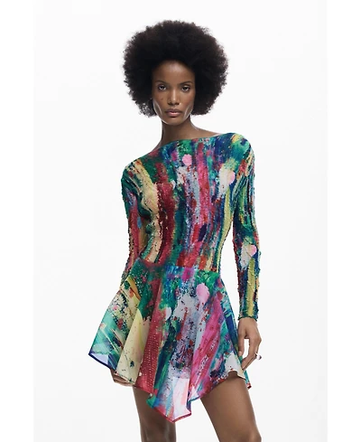 Desigual Women's Ruched Asymmetric Dress