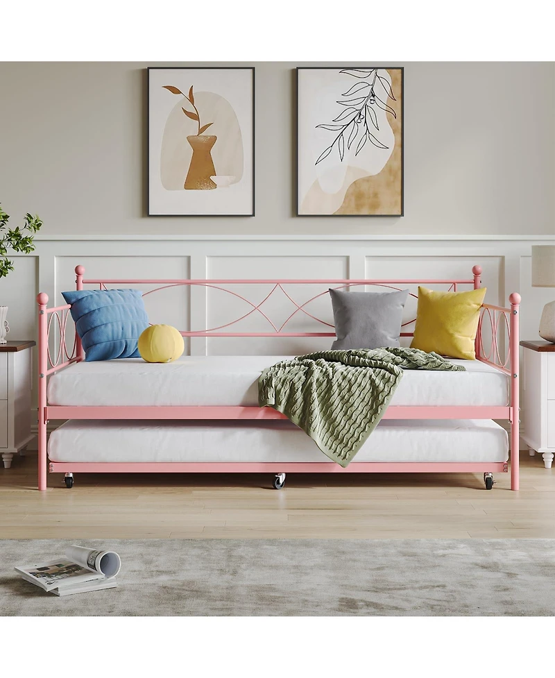 gaomon Twin Daybed with Trundle, Day Bed Trundle Twin, Mattress Foundation