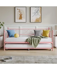 gaomon Twin Daybed with Trundle, Day Bed Trundle Twin, Mattress Foundation