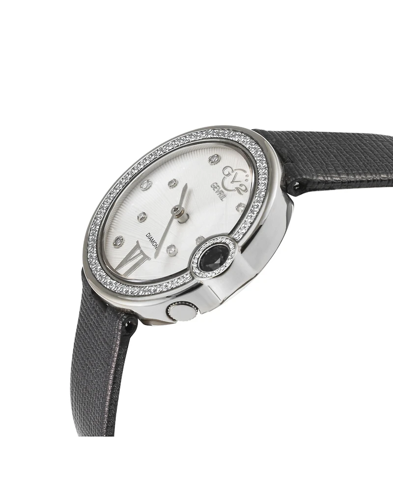 GV2 by Gevril Women's Perugia Swiss Quartz Diamond Hand made Italian saffiano leather Strap Watch