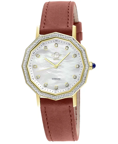 GV2 by Gevril Women's Spello Ii Swiss Quartz Diamond Hand made Italian leather Strap Watch