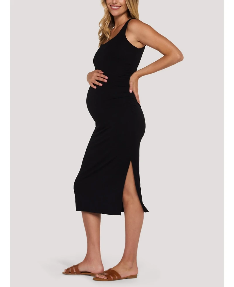 Motherhood Maternity Women's Sleeveless Side Ruched Midi Dress