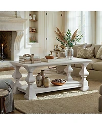 Homsee Solid Wood Coffee Table - 46.1"x22.4"x19.1" Modern Living Room Center Rustic Wood End Table Storage Ottoman