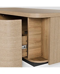 Homsee Wooden 4-Drawer Coffee Table - 55.1"x23.6"x17.3" Modern Storage Center Living Room Organizer Low Profile Accent Table