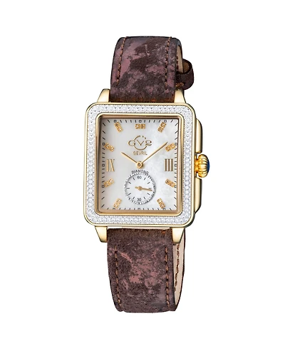 GV2 by Gevril Women's Bari Tortoise Swiss Quartz Diamond Handmade Italian Leather Strap Watch