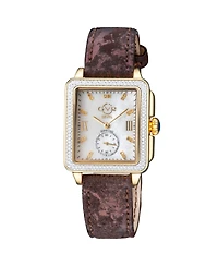 GV2 by Gevril Women's Bari Tortoise Swiss Quartz Diamond Handmade Italian Leather Strap Watch