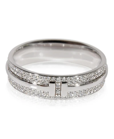 Pre-Owned Tiffany & Co Tiffany T Wide Diamond Ring in 18k White Gold 0.57 Ctw