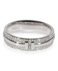 Pre-Owned Tiffany & Co Tiffany T Wide Diamond Ring in 18k White Gold 0.57 Ctw