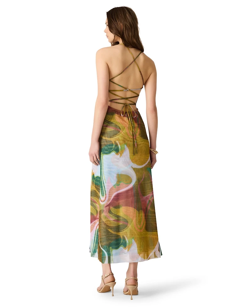 Steve Madden Women's Adella Printed Square Neck Midi Dress