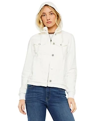 KanCan Women's Eleni Hooded Denim Jacket