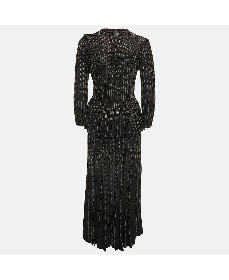 Pre-Owned Alexander Mcqueen Women's Knit Striped Embroidered Pattern Top And Skirt Set