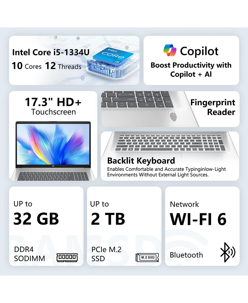 Hp Essential 17.3" Traditional Laptop Intel Core i5 32GB Ram Intel Uhd Graphics 1TB Ssd Storage Windows 11 Home 60Hz